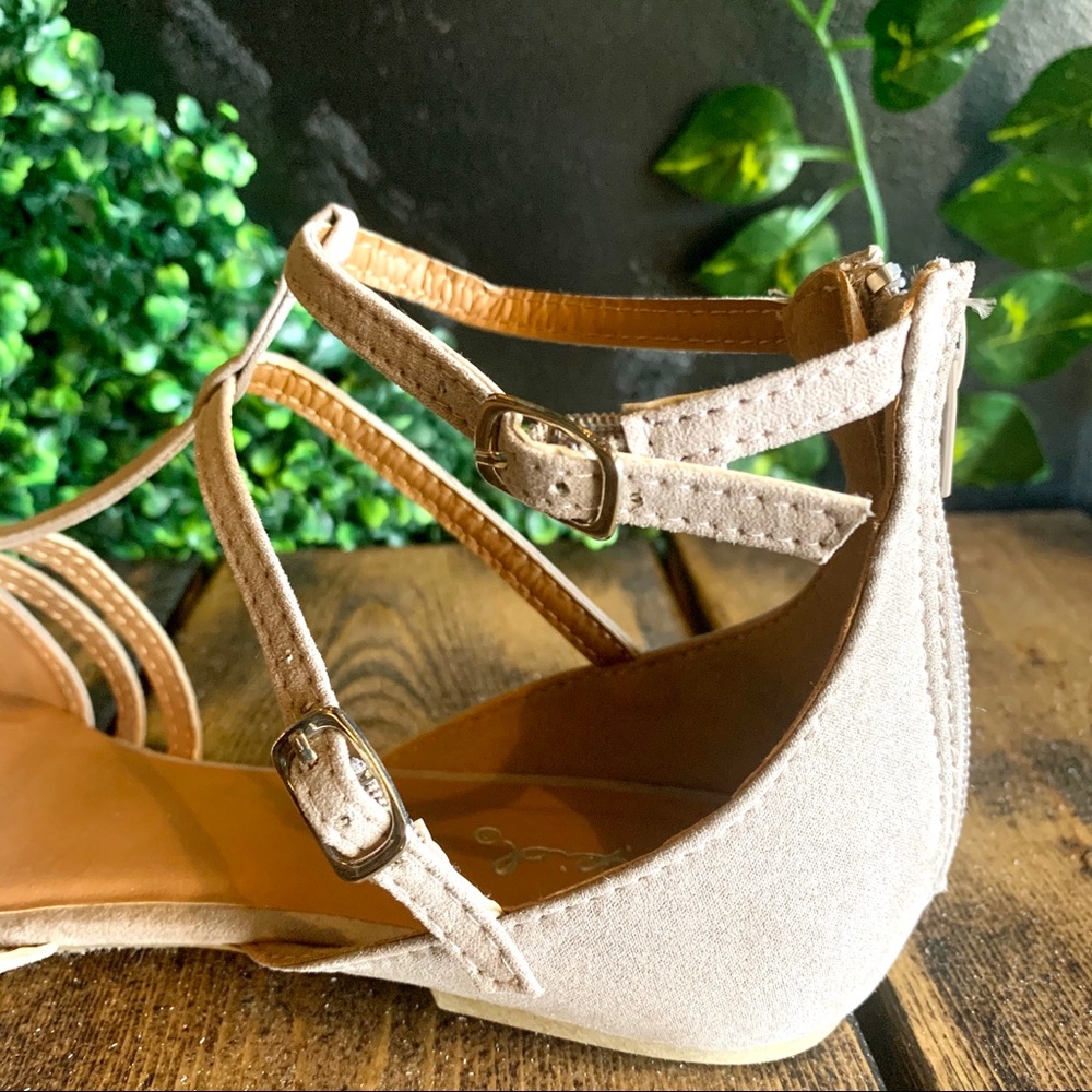 Nib Taupe Suede Pointed Toe Flats & Ankle Straps - image 3